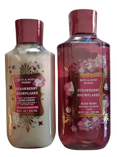 Bath & Body Works Women's Strawberry Snowflakes Body Lotion and Body Gel Wash 2 Piece Set Beauty & Personal Care Bath & Body Works