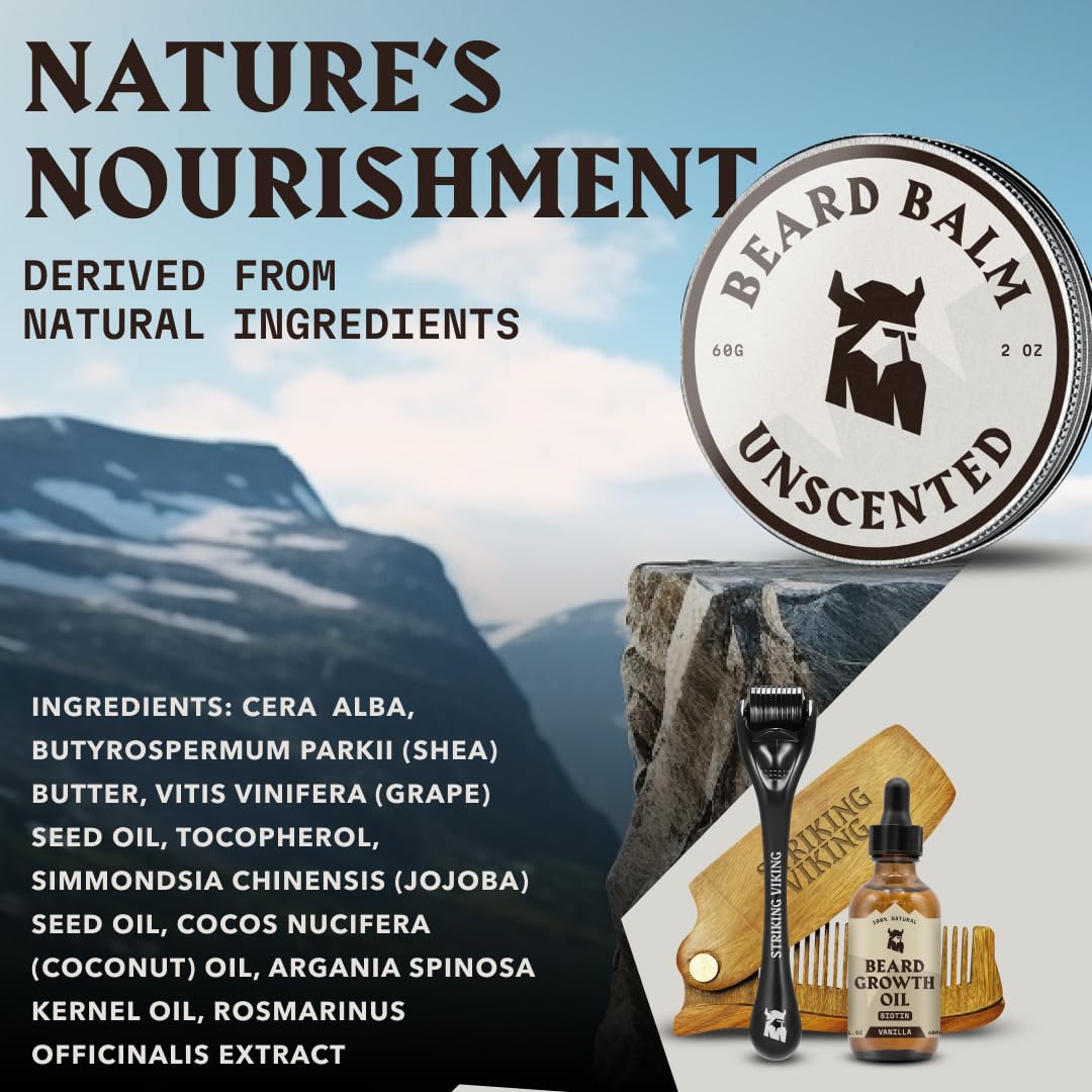 Striking Viking Beard Balm for Men - Leave in Beard Conditioner - Styling Balm Made with Naturally Derived Beard Butter, Argan & Jojoba Oils (2 Ounce Beauty & Personal Care Striking Viking