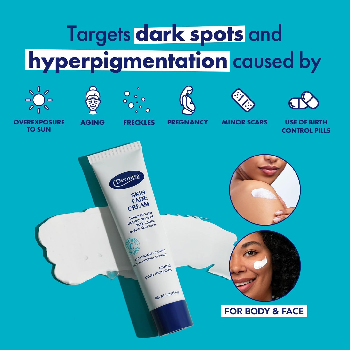 Dermisa Skin Fade Cream with Vitamin C, Licorice and Emblica - Dark Spot Corrector and Face Moisturizer for Sun Spots, Age Spots and Freckles - 1.78 Beauty & Personal Care Dermisa