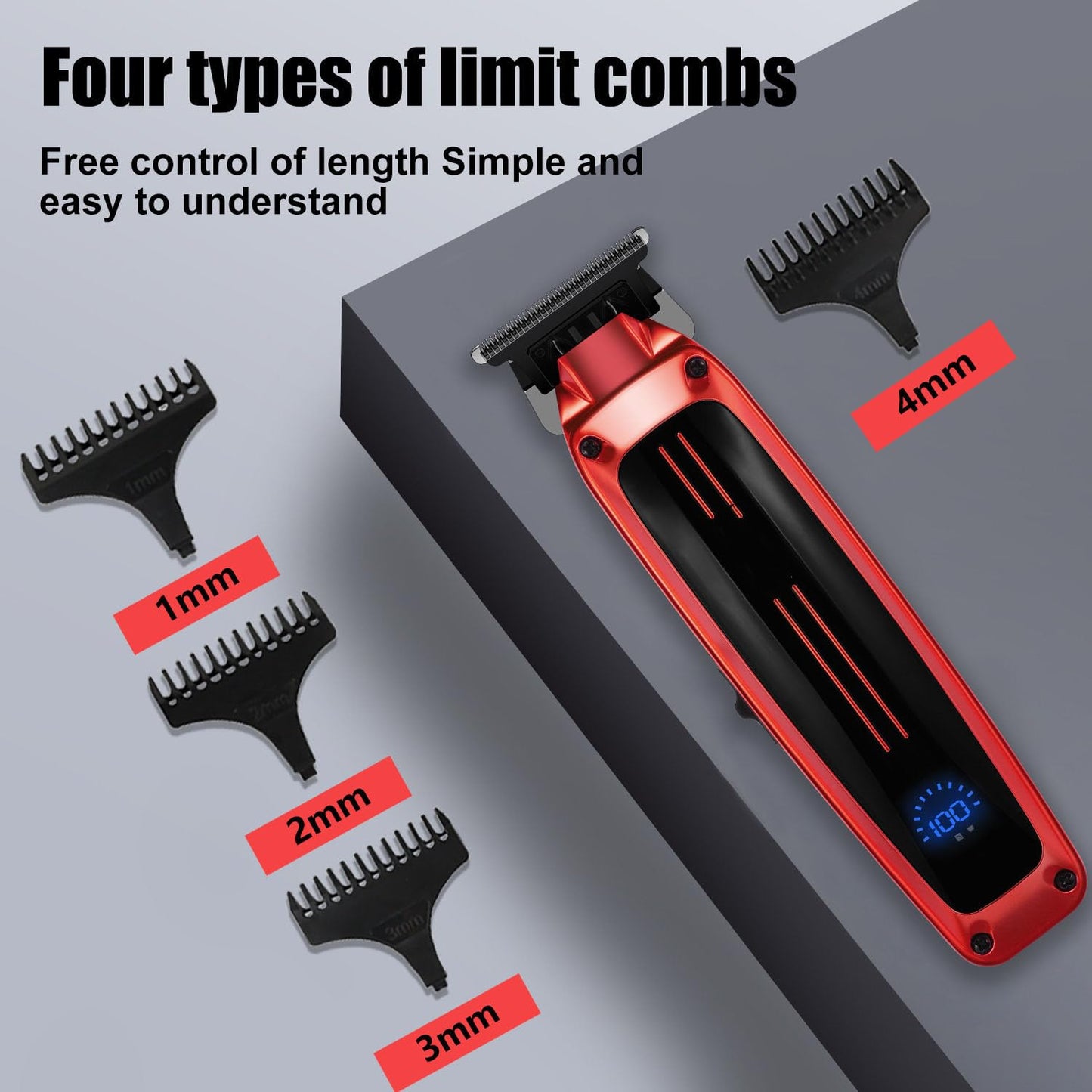 Professional Hair Clippers for Men, Cordless Trimmers Kit with LED Display,4 Limit Combs, Electric Beard Trimmer Haircut Grooming Gift for Women Beauty and Personal Care QDKVTNDJZ