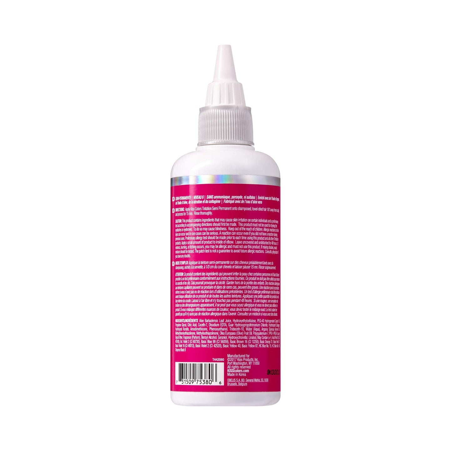 Red by Kiss Tintation Semi-Permanent Hair Color, Aloe Vera Water Based, Argan Oil, Olive Oil, Collagen & Keratin, Long-Lasting Color Dye (Hawaiian Beauty & Personal Care Red By Kiss