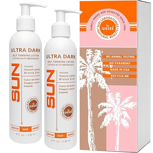Sun Laboratories By Giesee Ultra Dark Self Tanning Lotion 8 oz Two Pack - Self Tanning Lotion, Self Tanner, Tanning Lotion - Sunless Tanner, Instant Beauty & Personal Care Sun Laboratories by Giesee