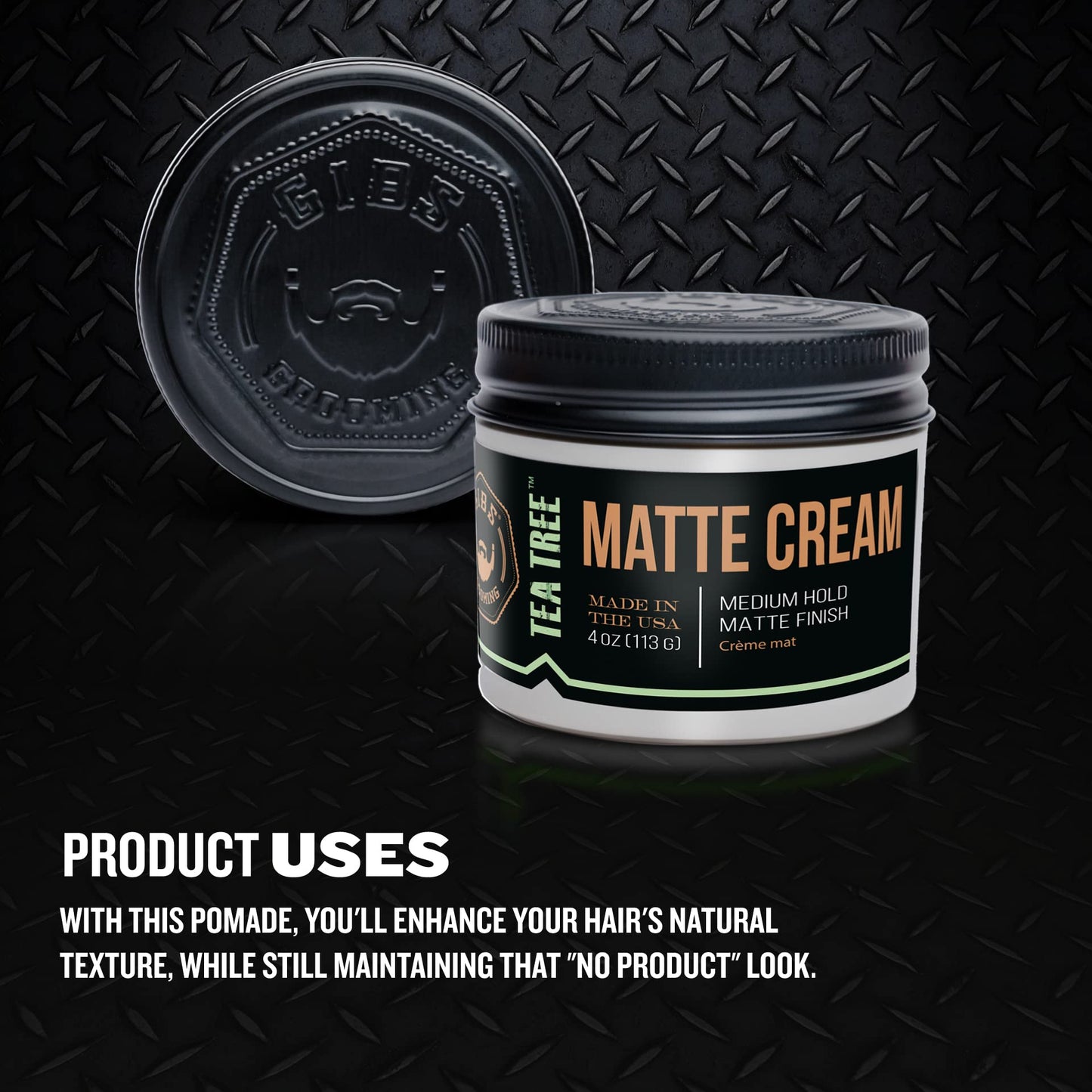 GIBS Tea Tree Matte Cream-Light/Medium Hold, Long Lasting Light Hold, Made in USA 4oz Beauty & Personal Care GIBS
