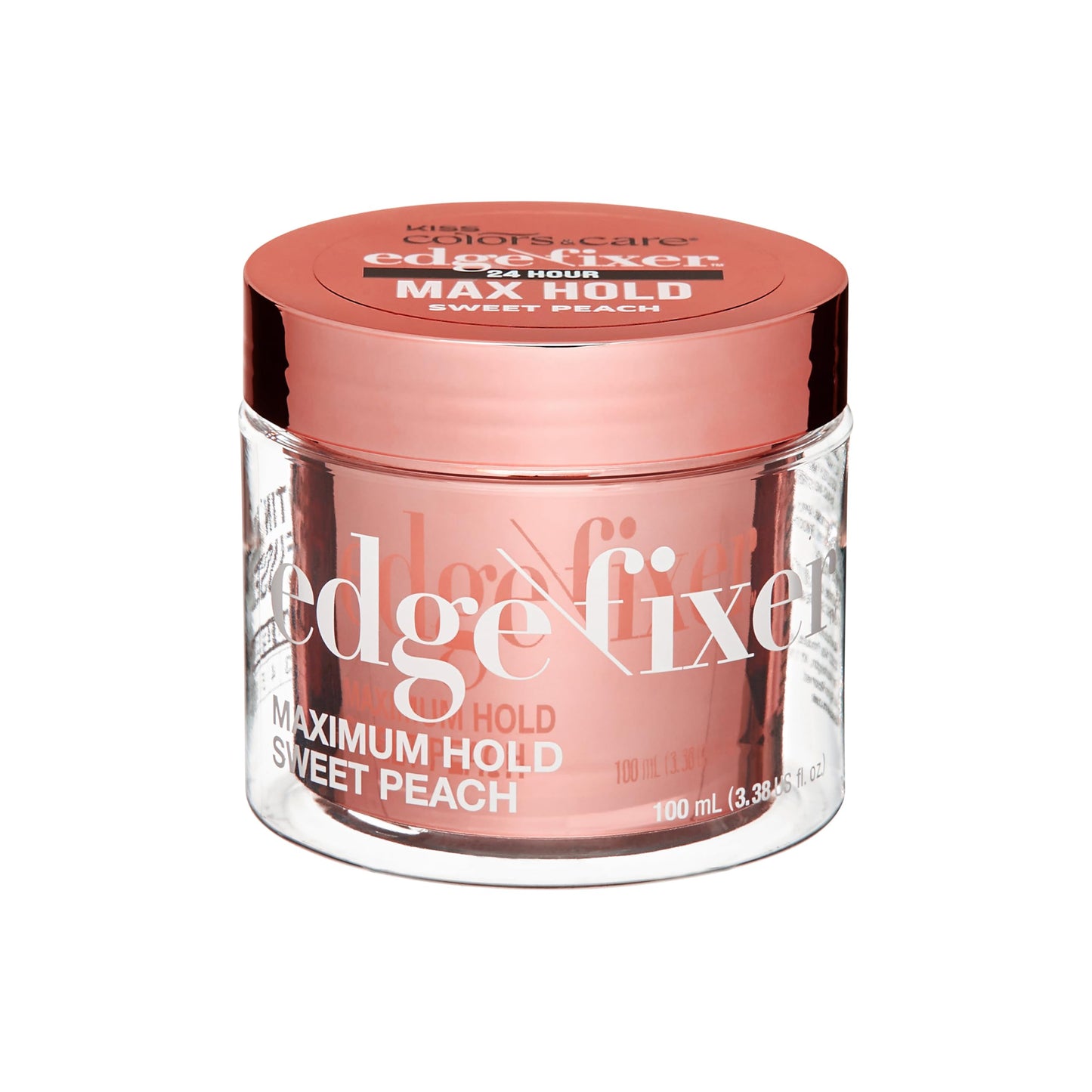 KISS COLORS & CARE Maximum Hold Edge Fixer, Non-Greasy Gel Formula Infused With Biotin B7, 24 Hour Hold, ‘Sweet Peach’ Scented, 3.38 Fl. Oz. (100 ml) Beauty & Personal Care KISS COLORS & CARE