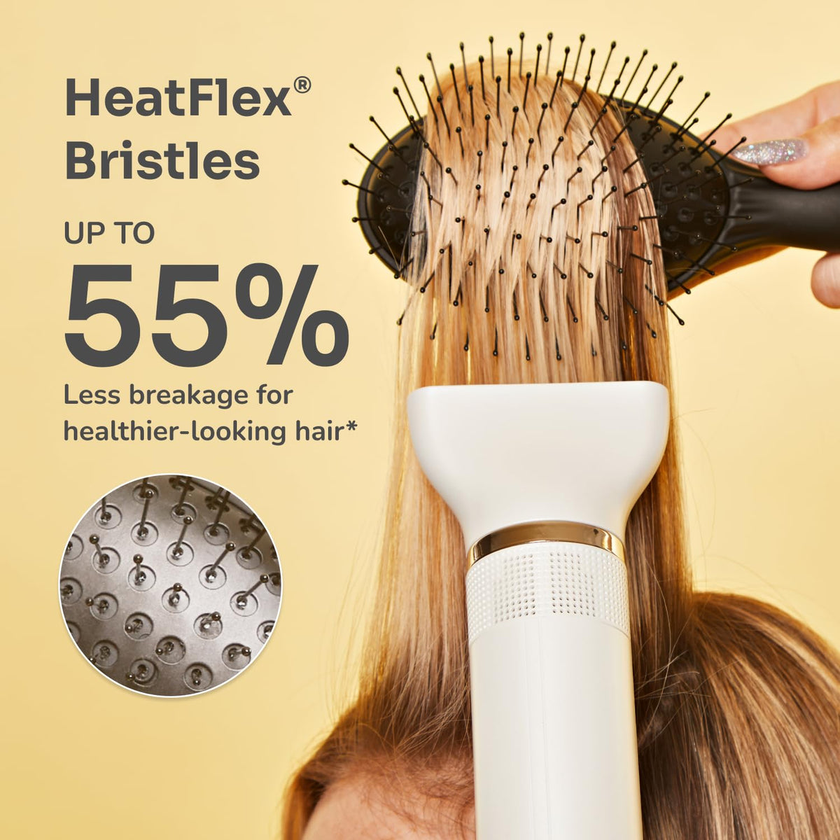 Wet Brush Easy Blowout Detangling Hair Brush, Black, Edgeless HeatFlex Bristles for Blow Dry, Ergonomic Soft-Touch Handle, Maximum Volume, Ceramic