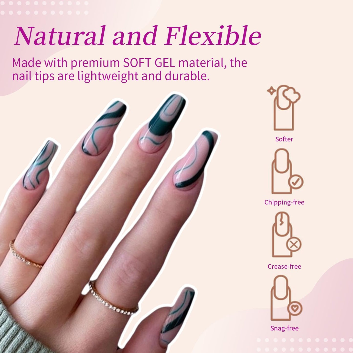 Cycullinyt 550pcs Coffin Soft Gel Nail Tips, 11 Sizes Medium Coffin Half Matte Nails Full Cover Acrylic Press on False Nail Tips No Trace Beauty & Personal Care Cycullinyt
