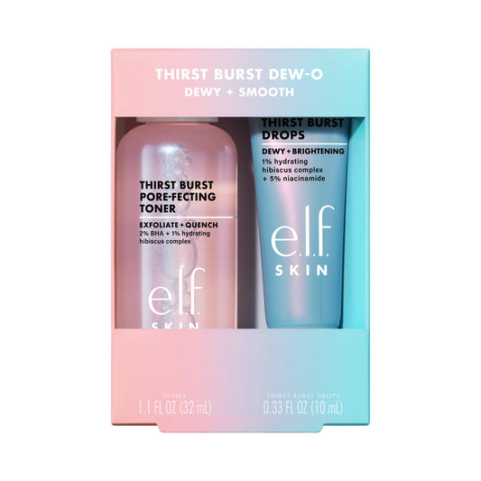 e.l.f. SKIN Thirst Burst Dew-O, Travel-Sized Skincare Set, Exfoliating Facial Toner & Hydrating Serum Drops, Gives Skin A Dewy, Bouncy Glow, Vegan Beauty & Personal Care e.l.f.