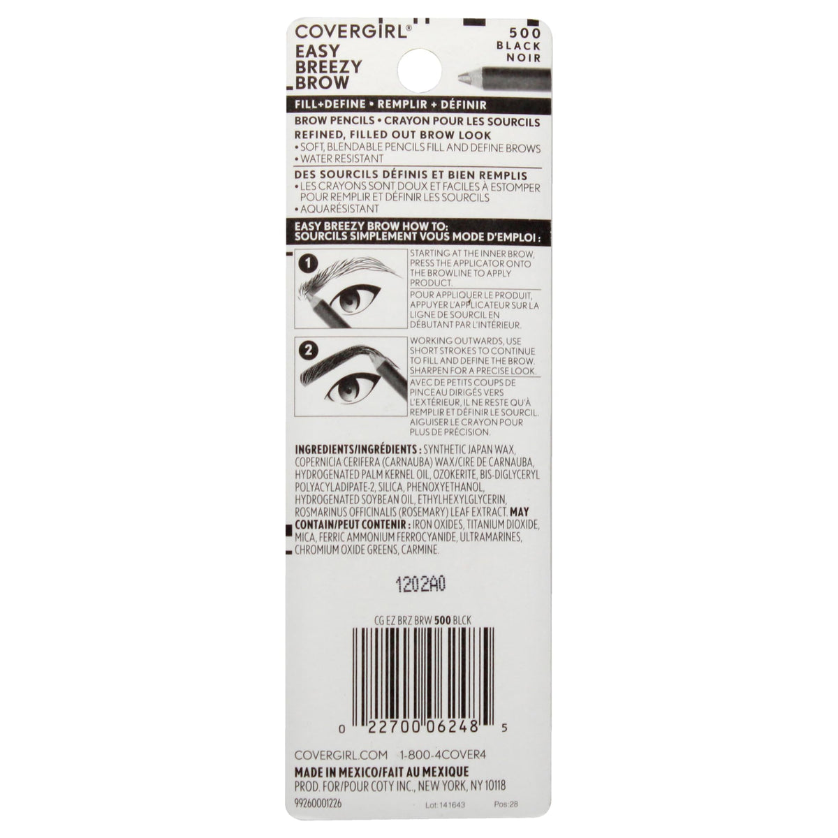 CoverGirl Professional Brow & Eye Makers Brow Shaper & Eyeliner, Midnight Black 500, .06 oz (Pack of 2) Beauty & Personal Care COVERGIRL
