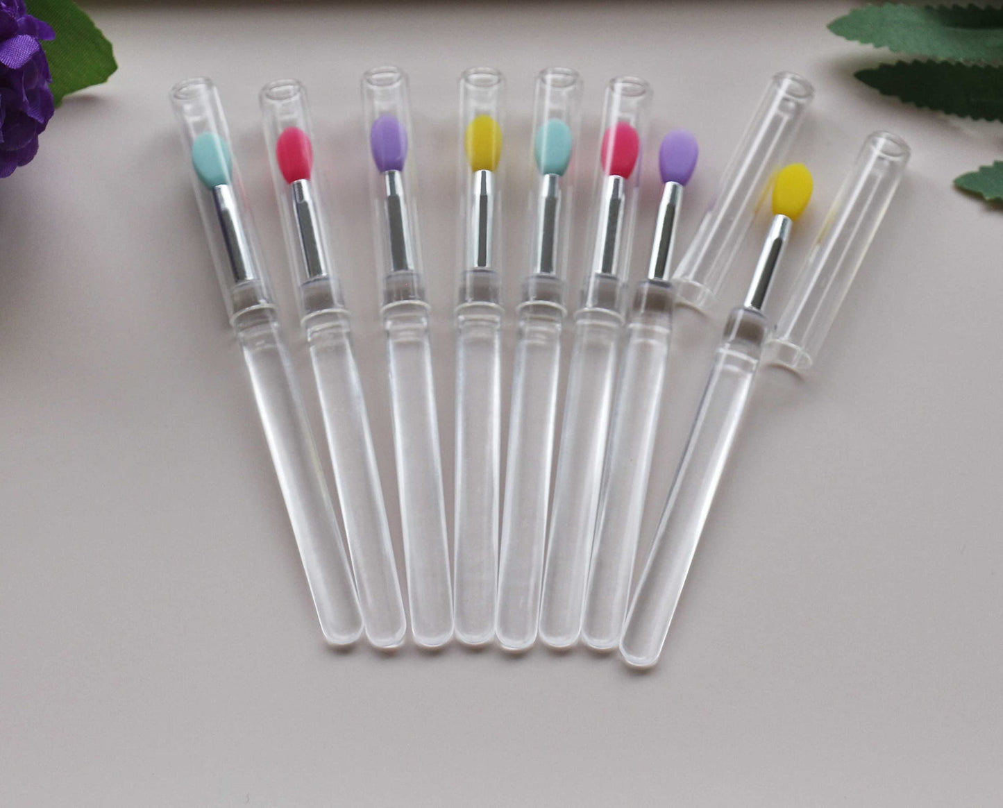 LORMAY Silicone Lip Brushes with Transparent Handles and Caps. Perfect Tools for Applying Cream Lip Mask, Eyeshadow, and Lipstick (8pcs, Multicolor) Beauty & Personal Care LORMAY