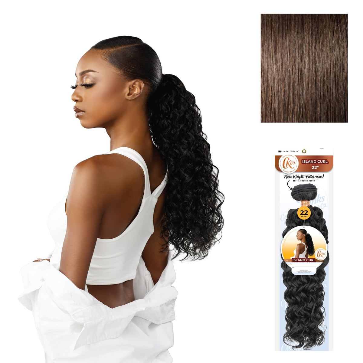 Sensationnel CKCO Synthetic Bundle-Island Curl,22 inch, 4 MEDBROWN