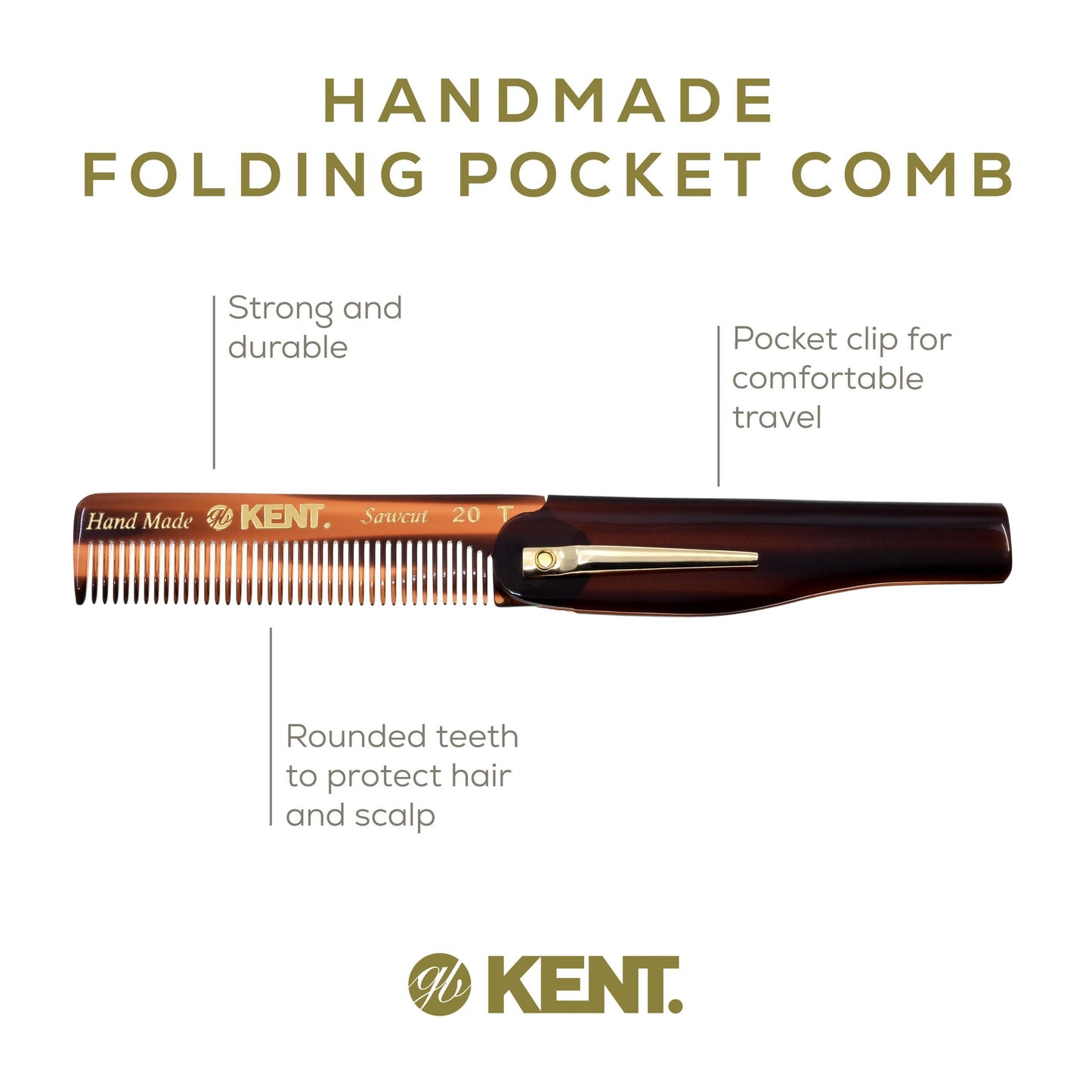Kent Set Men's Hair Pocket Combs, 81T X-Small, FOT All Fine Tooth, 20T Fine Tooth Folding Comb. Best Hair, Beard and Mustache Grooming Kit for Travel Beauty and Personal Care KENT