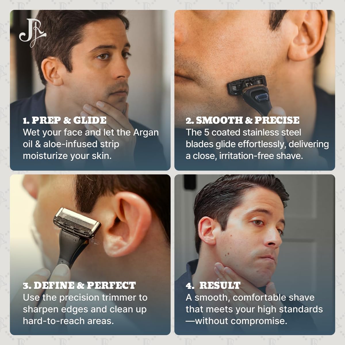 Jeremy's Razors for Men: Precision 5 Blade Razor - Stainless Steel Blades, Lubricating Strip, Precision Trimmer - Men's Shaving Kit, Travel Face Body Beauty and Personal Care Jeremy's
