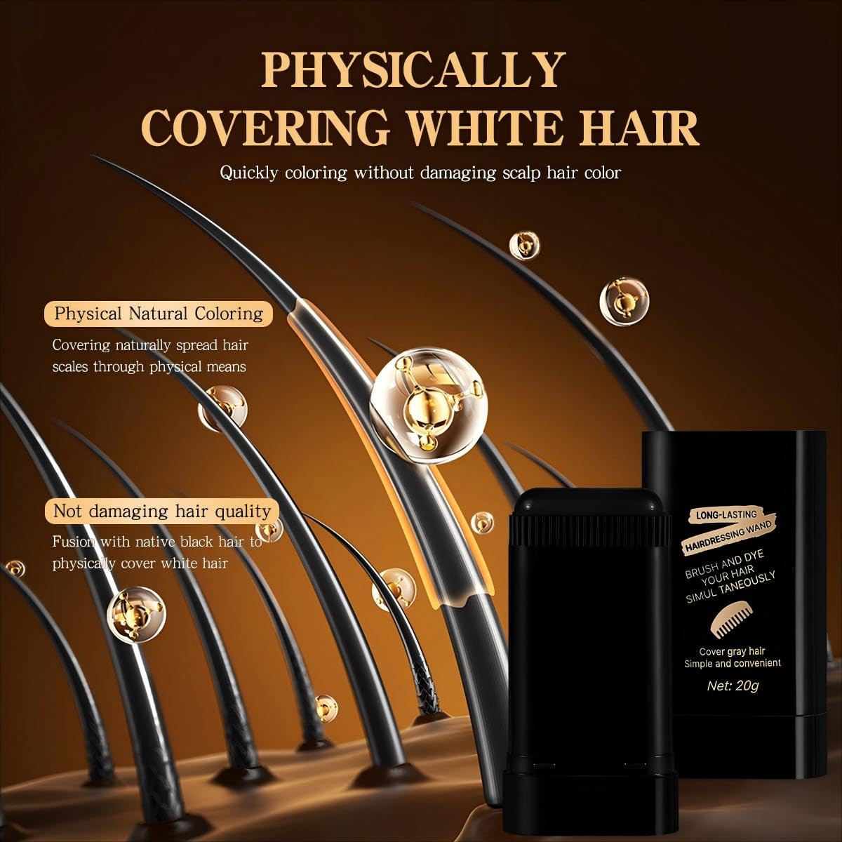 2-in-1 Hair Color Stick & Comb, Long-Lasting Waterproof Color,Sweat-Proof, Quick Root Touch-Up, Coloring Tool - For Women & Men (Brownish Black-2PCS) Beauty & Personal Care TABOUNTS