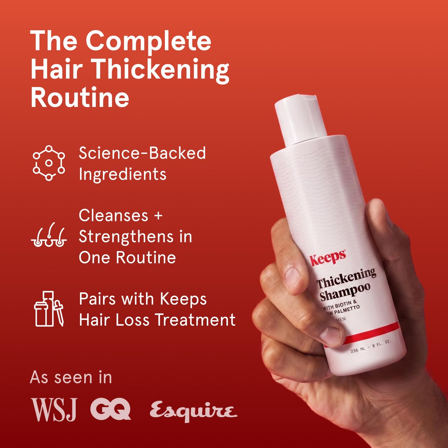 Keeps Thickening Shampoo & Conditioner for Men, 8 Oz Each Beauty and Personal Care Keeps