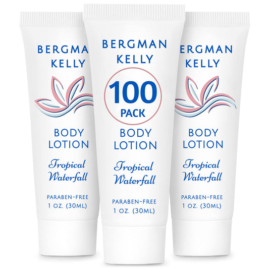 BERGMAN KELLY - Travel Size Lotion - 1 fl oz, 100 PK, Tropical Waterfall - Delight Your Guests w/Invigorating & Refreshing Body Lotion - Quality Mini Beauty & Personal Care BERGMAN KELLY