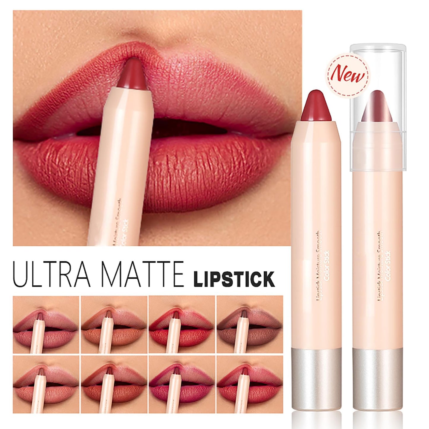 Easilydays Red Lipstick Crayon - Long-Lasting Waterproof Lipstick & Lip Stain, Full Coverage, Non-Stick Lip Tint (#08) Beauty & Personal Care Easilydays