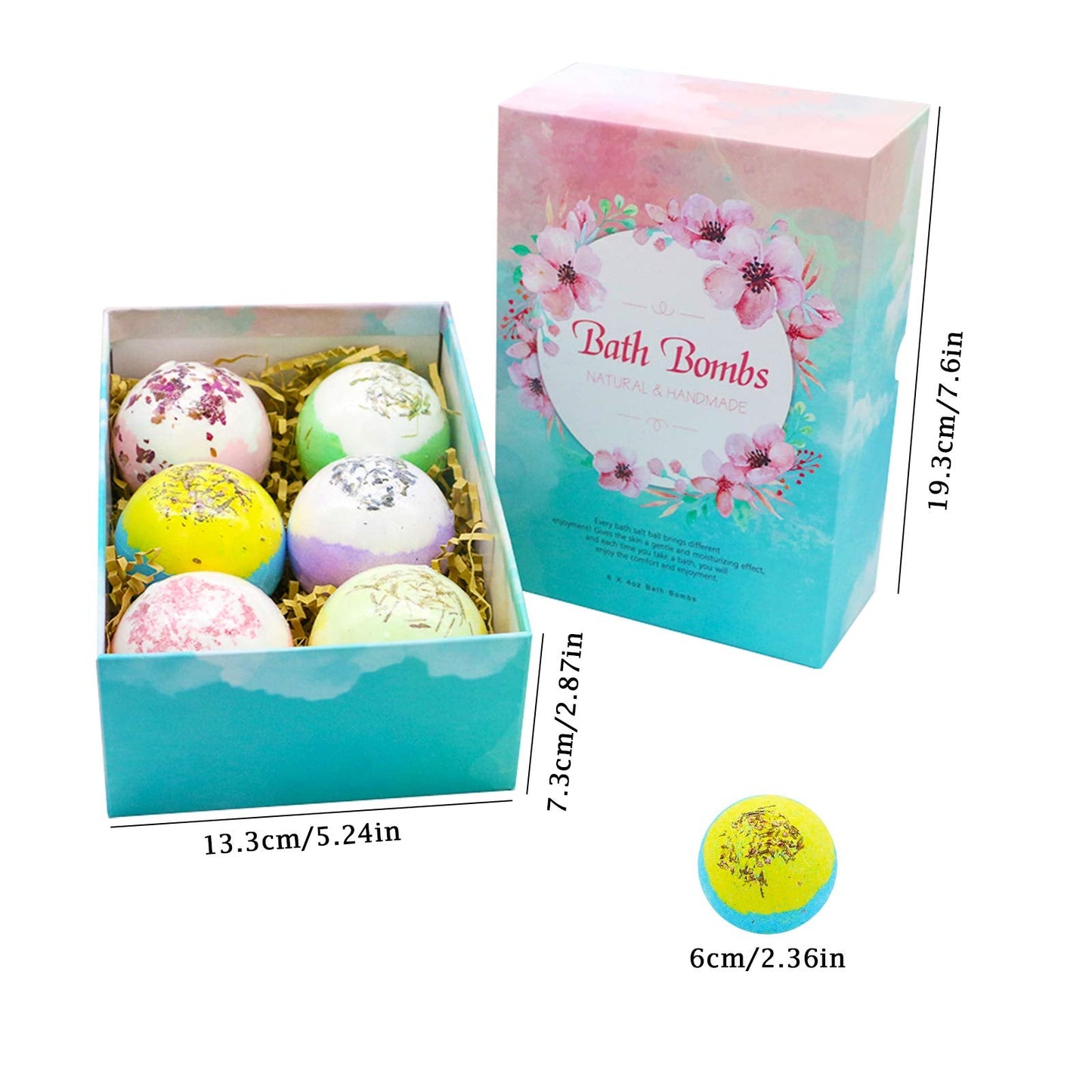 Bath Bombs, Bath Bomb Gift Set 6 x 4 OZ, Spa Bath for Christmas Valentines Birthday Gifts for Women, Kids, Wife, Moms (Tpye 01) Beauty and Personal Care JIAN YA NA