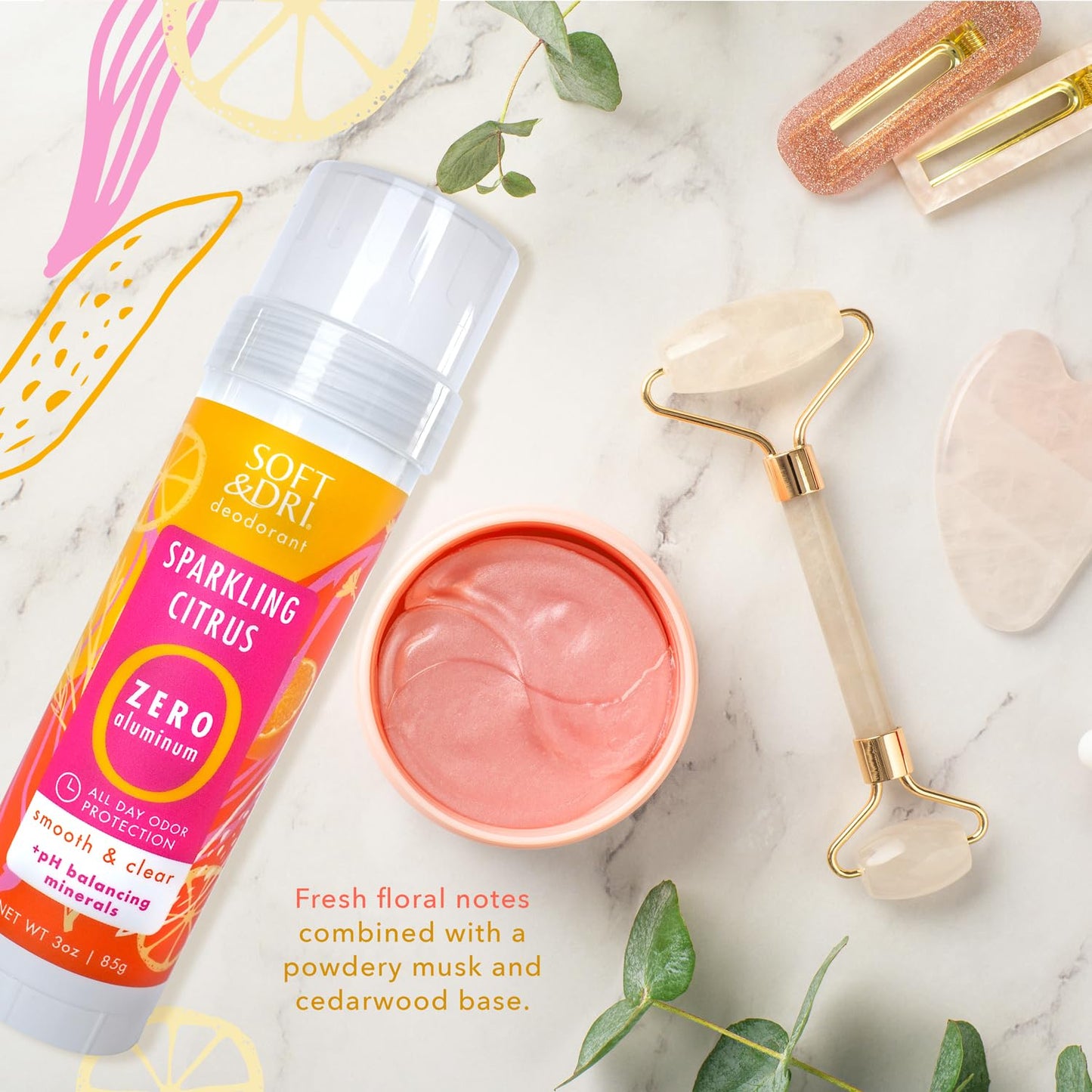 Soft & Dri Sparkling Citrus Aluminum Free Deodorant, 3 oz, Smooth and Clear Stick, pH Balancing Minerals, 3 pack Beauty and Personal Care Soft & Dri