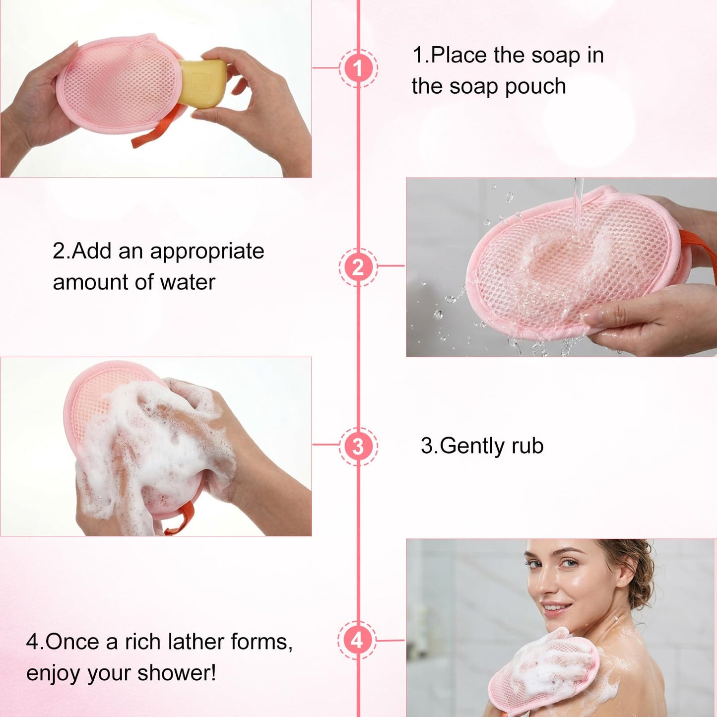 WJIAAA Mini Loofah Travel Size, 2 Pcs Small Loofah with 2 Pcs Soap Saver Pouch, Soft Exfoliating Sponge for Shower & Bath, Polyester Material Beauty and Personal Care WJIAAA