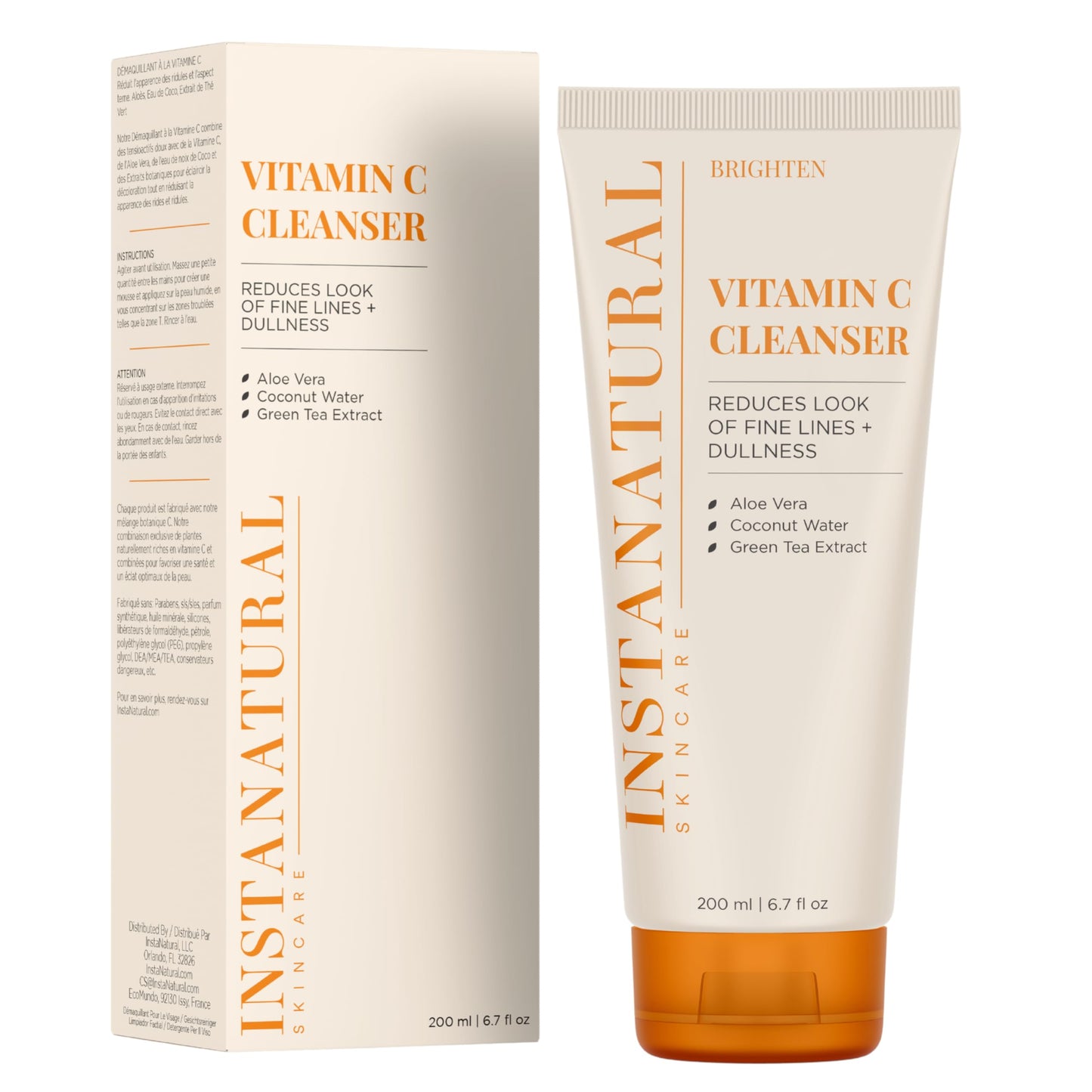 InstaNatural Vitamin C Cleanser | All Natural Face Wash, Brightens Skin, Good for Uneven Texture, USA Made with Coconut Water and Aloe Vera, 6.7 FL Oz Beauty & Personal Care InstaNatural