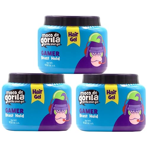 Moco de Gorila Gamer Hair Styling Gel, Gives Your Hairstyle a Long-Lasting Effect, Reactivate with Water, High Fixation, 9.52 Oz Jars (Pack of 3) Beauty & Personal Care Moco de Gorila
