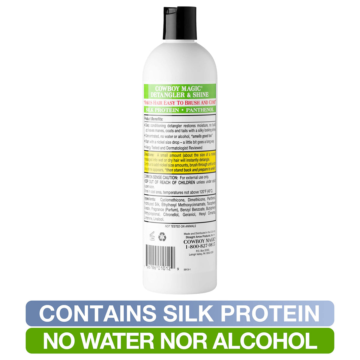 Cowboy Magic: Detangler and Shine (16 oz), Silk Protein and Panthenol "Makes Hair Easy To Brush And Comb"!