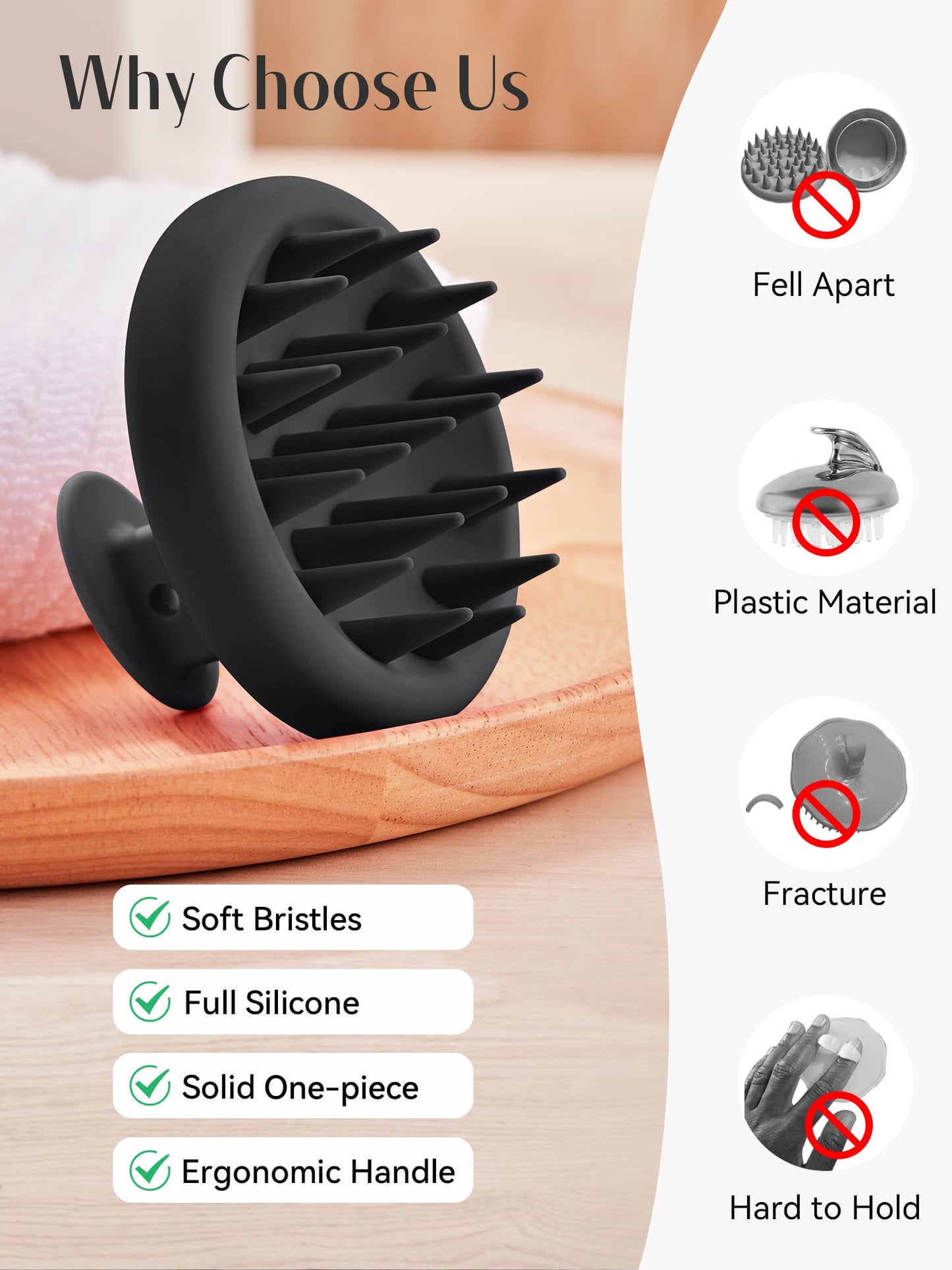HEETA Scalp Massager Hair Growth, Scalp Scrubber with Soft Bristles, Integrated Silicone Design, Exfoliator for Dandruff Removal & Relaxation, Shampoo Beauty and Personal Care HEETA