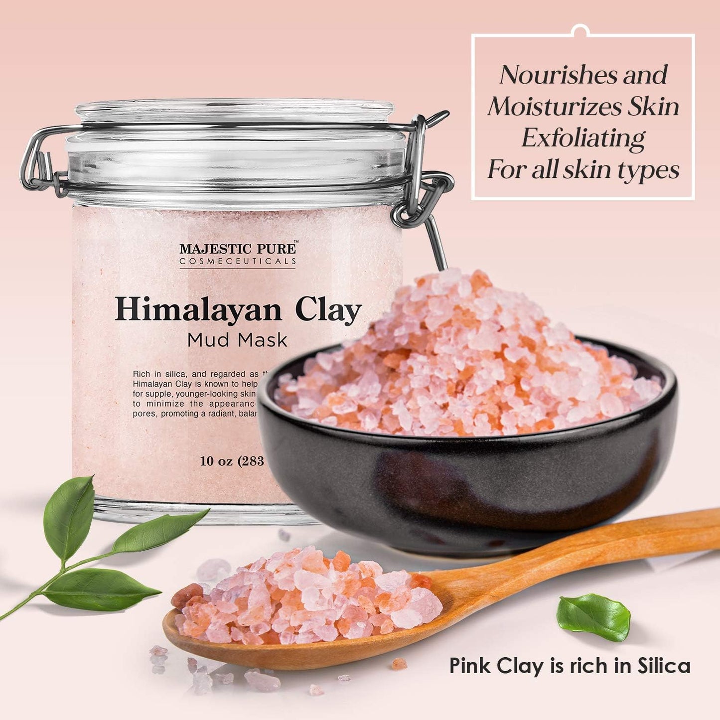 Majestic Pure Himalayan Clay Mud Mask for Face and Body Exfoliating and Facial Acne Fighting Mask - Reduces Appearance of Pores, 10 oz Beauty & Personal Care Majestic Pure