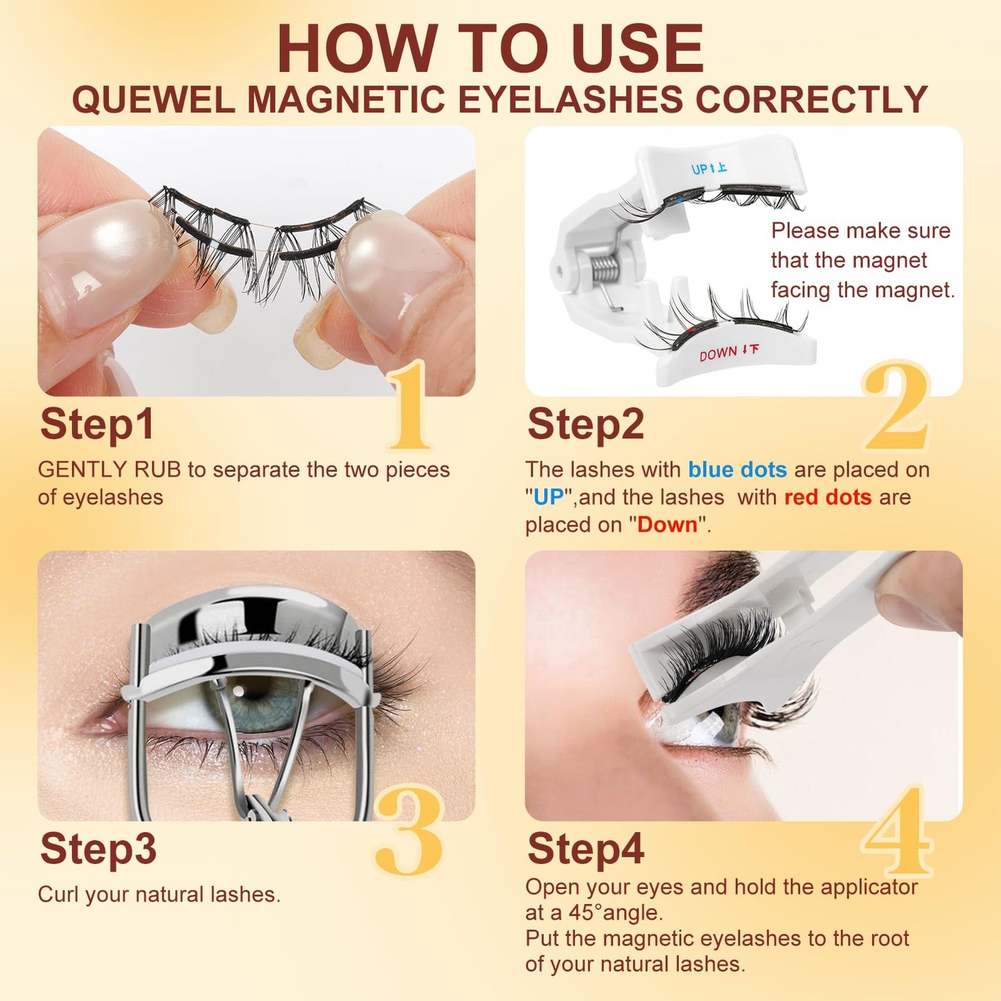 QUEWEL Magnetic-Eyelashes with Applicator, Upgrade 1 Pair Soft Magnetic Lashes, No Glue Needed Reusable Magnetic Eyelashes So Soft and Suitable Beauty and Personal Care QUEWEL