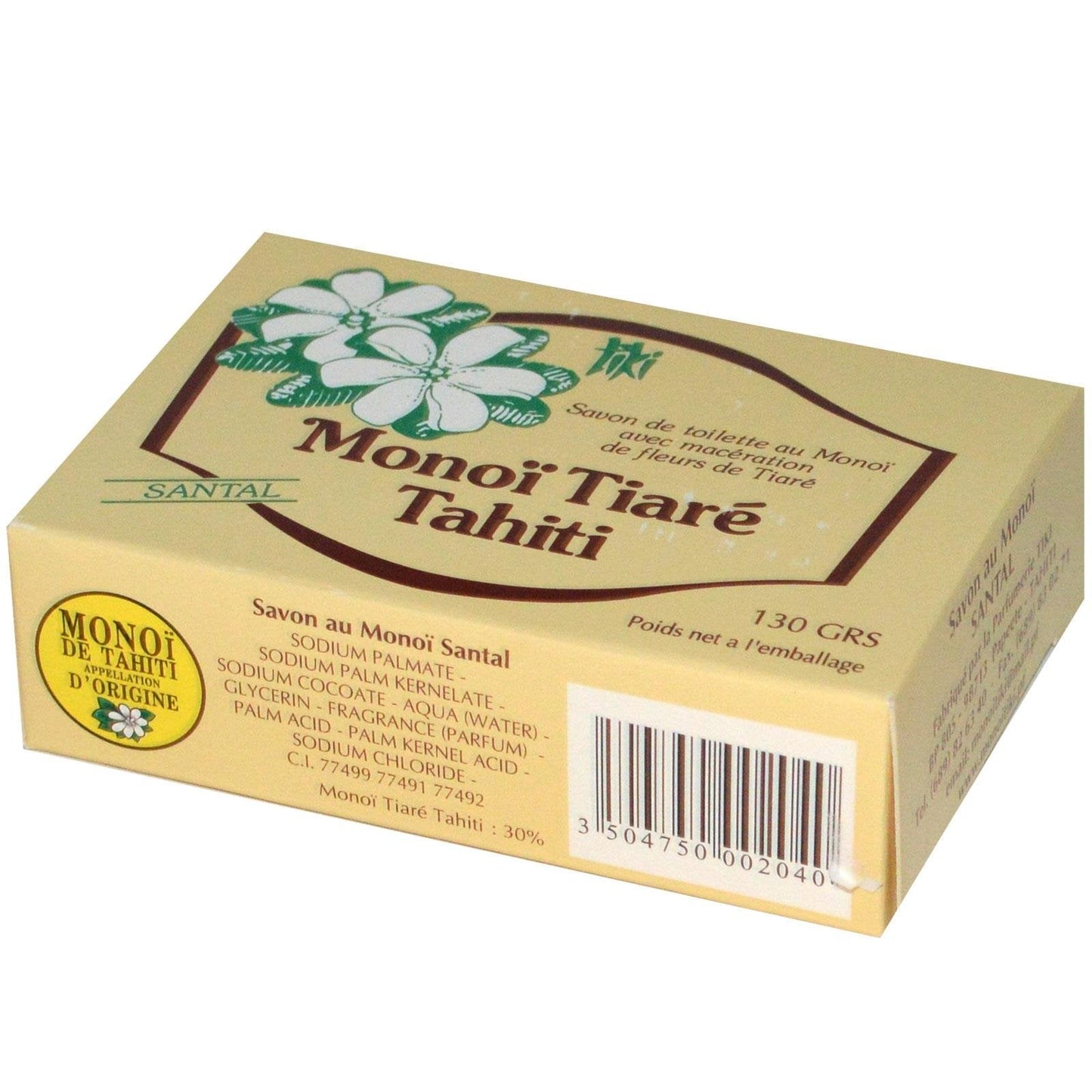 Soap Bar Sandalwood Monoi Tiare Cosmetics 4.6 oz Bar Soap Beauty & Personal Care Monoi Tiare Tahiti