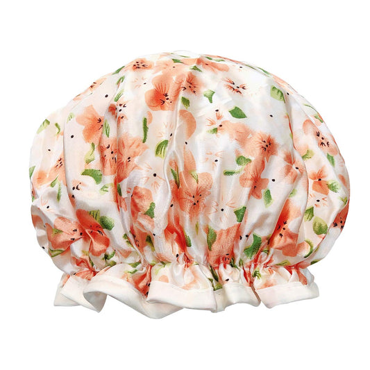 allydrew Reusable Women's Waterproof Shower Caps for Long Hair, Peach Floral Beauty & Personal Care allydrew