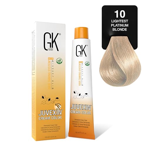 GK HAIR Color Cream 10.0 Lightest Platinum Blonde - 100% Grey Coverage | Semi, Demi or Permanent Results | 8-10 Vol Semi | 20-30-40 Vol Permanent Beauty & Personal Care GK HAIR