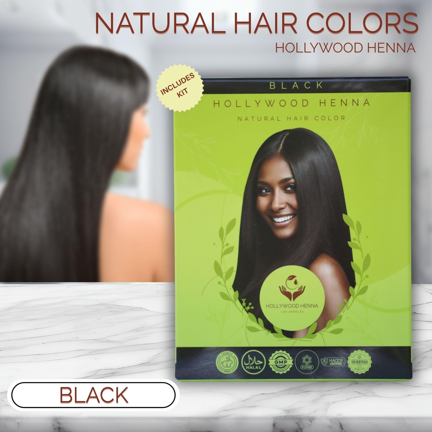 Hollywood Henna Hair Color Kit (Black) Organic Color Hair Beard Dye (Pack of 1-100g) Henna Based Hair Colors with Pure Herbs Free Chemicals Long Beauty & Personal Care Hollywood Henna