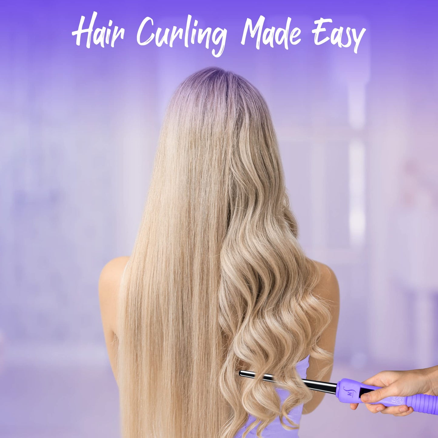 HerStyler Baby Curls Mini Curling Iron, 9mm to 13mm Tapered Barrel, Thin Curling Wand with Dual Voltage, For Crowned Curls, Purple Beauty & Personal Care HerStyler