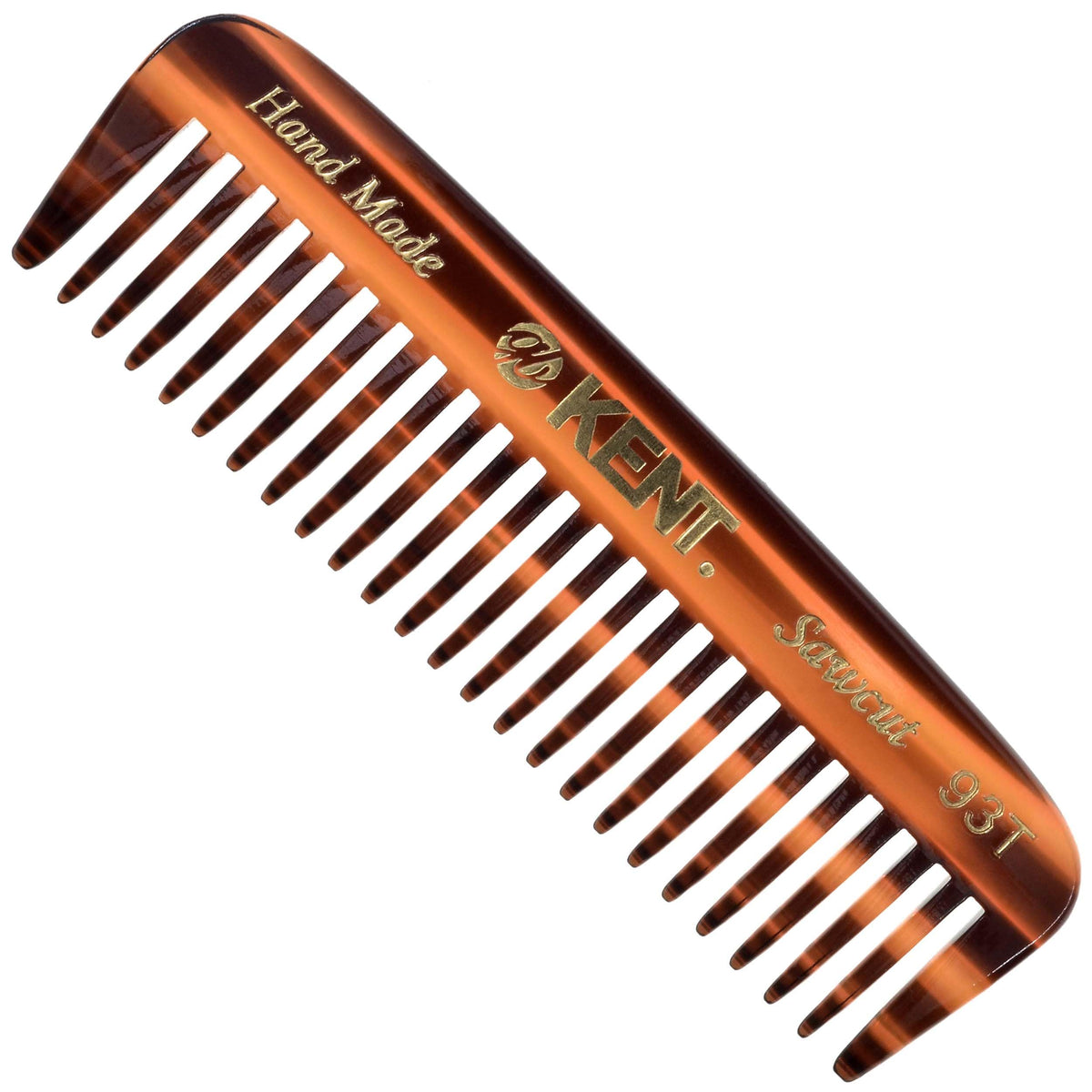 Kent 93T Tortoiseshell Beard Comb for Men - Wide Tooth Men's Comb, Ideal For Mustaches and Beards and Facial Hair, Small Pocket Sized Travel Detangler