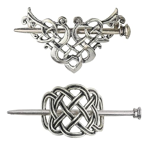 Tinsow Silver Vintage Hair Clip, 2 Pcs Celtic Hair Slide Pins Accessories for Women (Style C H) Beauty & Personal Care Tinsow
