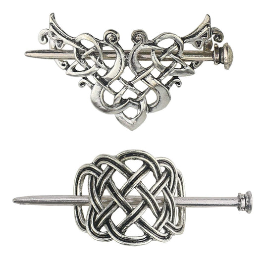 Tinsow Silver Vintage Hair Clip, 2 Pcs Celtic Hair Slide Pins Accessories for Women (Style C H) Beauty & Personal Care Tinsow