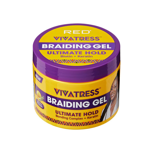 Red by Kiss VIVATRESS Ultimate Hold Braiding Gel - 4X Extra Strong, No Flake, Non Greasy, Long Lasting Sleek Styling Gel with Keratin, Biotin Beauty & Personal Care Red by Kiss