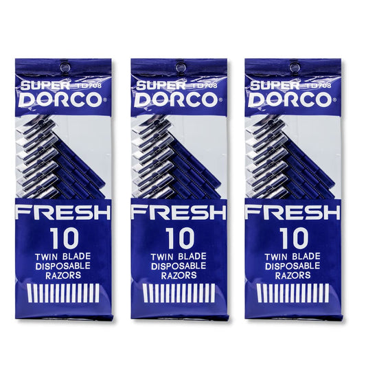 Dorco Fresh Twin Blade Disposable Razors for Men (30 Counts), Smooth & Comfortable Shave, Shaving Razors for Men, Non-Slip Handle, Ideal for Sensitive Beauty and Personal Care DORCO