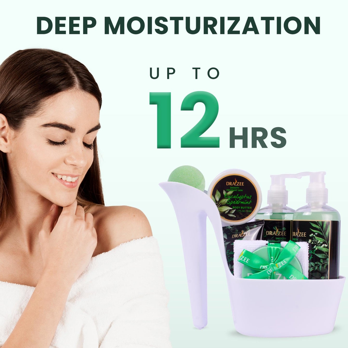 Gift Set for Her - 8 Pc Spa Gift Baskets for Women, Eucalyptus Spearmint Scented Heel Shoe Spa Basket, Luxury Bath Set, Relaxation Spa Gift by Draizee Beauty & Personal Care Draizee
