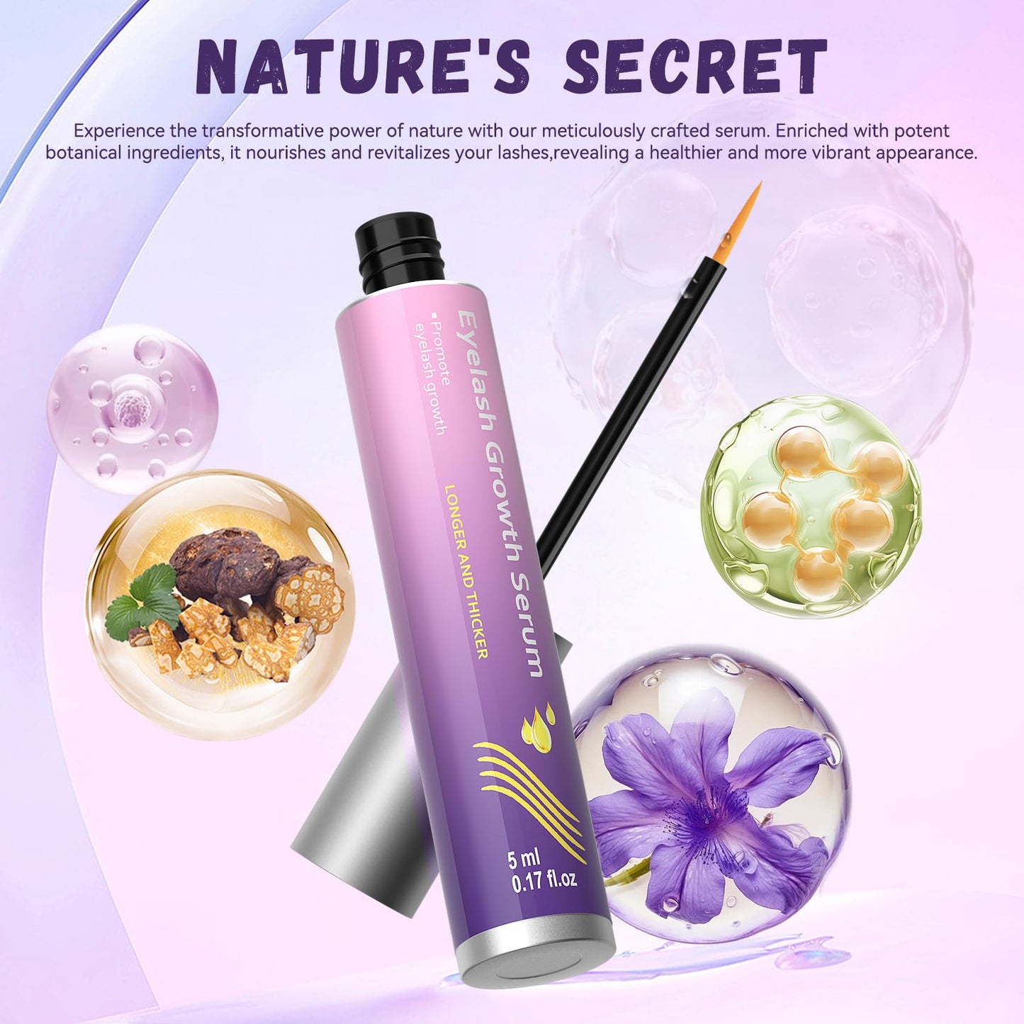 Lash Serum Natural & Vegan Eyelash Growth Serum for Longer, Thicker, Fuller Lashes Nourishing & Conditioning Formula Safe for Sensitive Eyes - 5ml Beauty & Personal Care Vxzit
