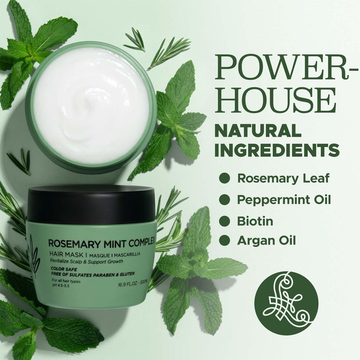 Luseta Rosemary Mint Hair Mask, Repair & Deep Condition for Dry Hair 16.9oz