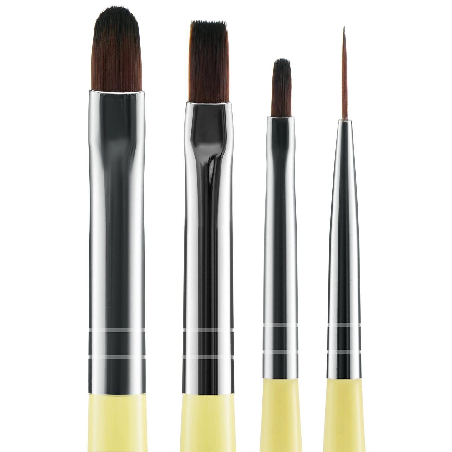 Beaute Galleria 4-Piece UV Gel Nail Art Brush Set - Pro Flat, Carved, Detailer, Round for Fine Line, Detailer, Outline, Striping, Polygel Nails, Gel Beauty & Personal Care BEAUTÉ GALLERIA