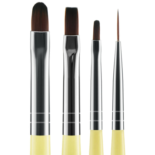 Beaute Galleria 4-Piece UV Gel Nail Art Brush Set - Pro Flat, Carved, Detailer, Round for Fine Line, Detailer, Outline, Striping, Polygel Nails, Gel Beauty & Personal Care BEAUTÉ GALLERIA