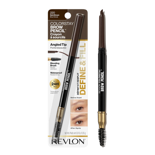 Revlon ColorStay Eyebrow Pencil with Spoolie Brush, Waterproof, Hair-Like Strokes for Natural Looking Brows, 220 Dark Brown, 0.021 oz Beauty & Personal Care REVLON