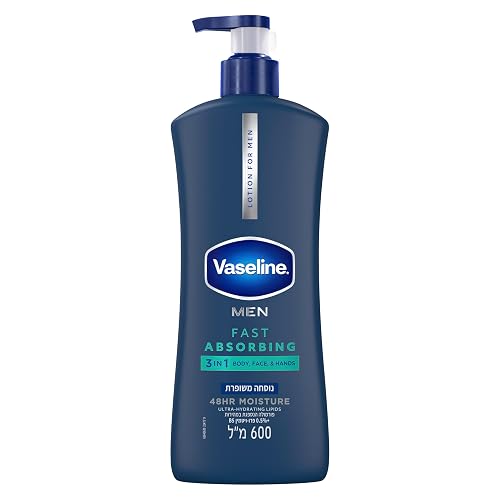 Vaseline Men Fast Absorbing 3-in-1 Face, Hands & Body Lotion for Men, For Dry Skin, Absorbs in Just 15 Seconds for Moisturized Skin 20.3 oz Beauty & Personal Care Vaseline