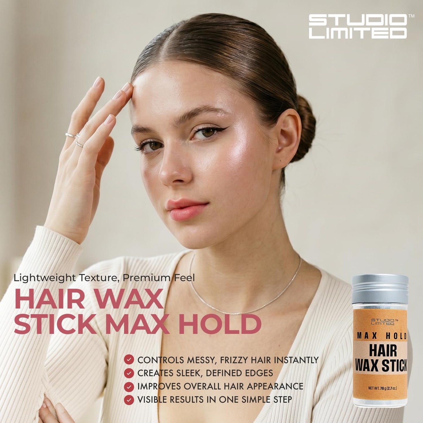STUDIO LIMITED SmoothLocks Styling Wax Stick - Flyaway Tamer & Frizz Control for Women | Long-Lasting Hold, Ideal for Thinning Hair, Wigs, and Slick Beauty & Personal Care STUDIO LIMITED