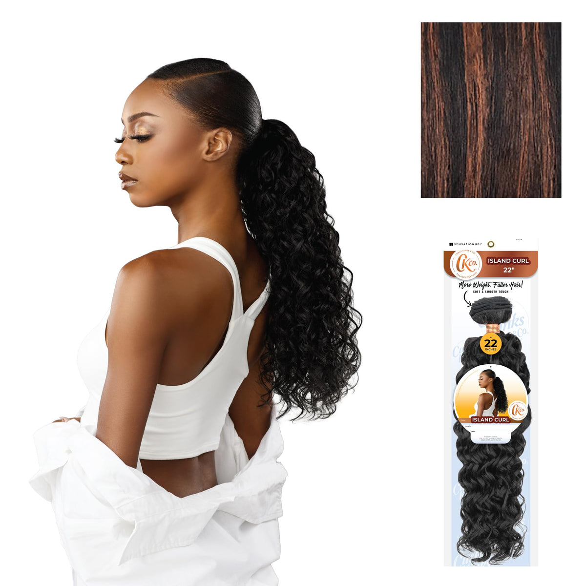 Sensationnel CKCO Synthetic Bundle-Island Curl,22 inch, S1B/GINGER