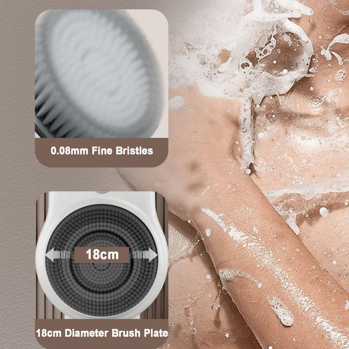 RKXKJ Wall Mounted Back Scrubber, Electric Back Bath Brush, 360° Automatic Rota-Tion, 2-Speed Adjustment, 18CM Large Brush Head, for Shower, Deep Beauty and Personal Care RKXKJ