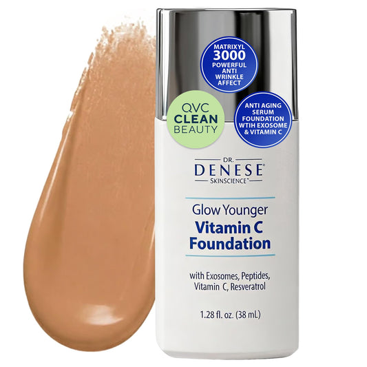 Dr. Denese Glow Younger Vitamin C Foundation 1.28 oz - Lightweight Coverage for Radiant & Youthful Glow - Natural Finish Makeup with Vitamin C Beauty & Personal Care Dr. Denese